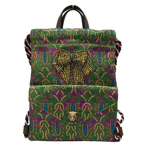 Auth GUCCI Brocade 470443 Green Purple Multi brocade - Backpack - Picture 1 of 14
